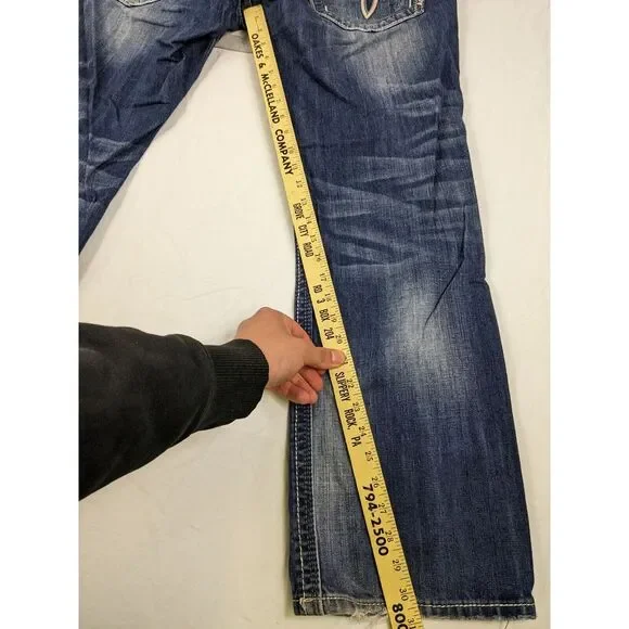 Buckle Rock Revival Troy Relaxed Straight Jeans Mens Size 34 Blue‎ Denim Western